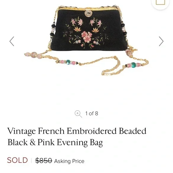 Antique French glass beaded 20s Art Deco Point de Beauvais embroidered - Picture 15 of 15